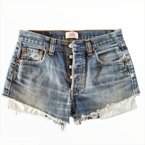 Levi || 501 Distressed DIY Button Fly Shorts (Size: 30)